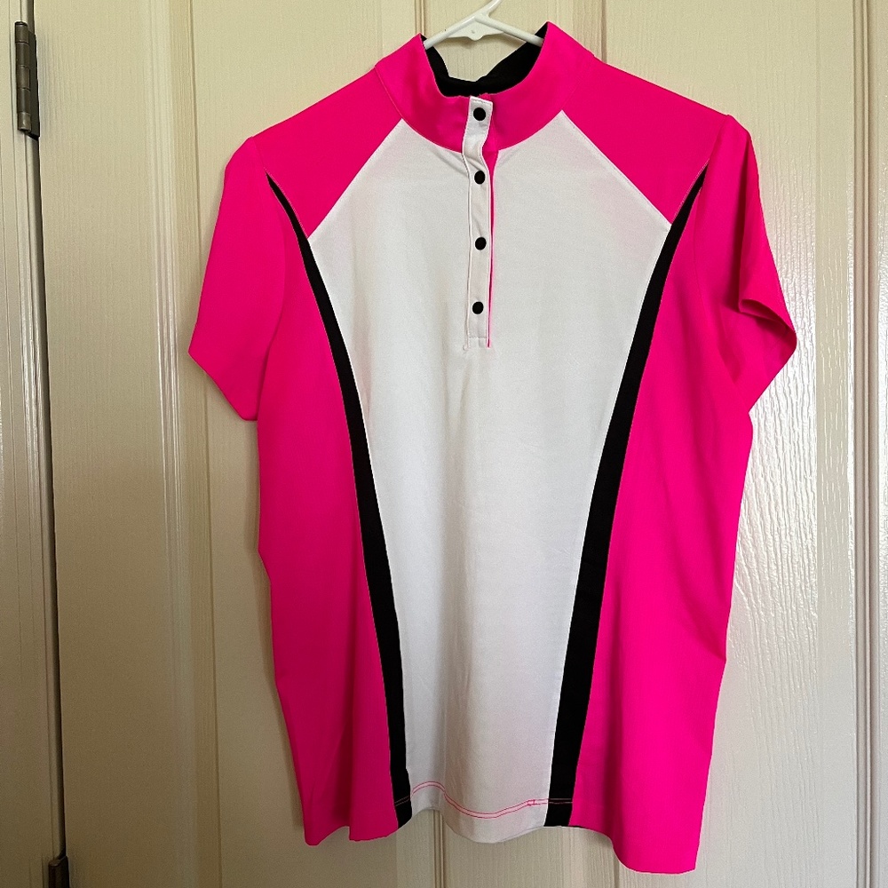 Tail White Label Pink and White Golf Polo Medium